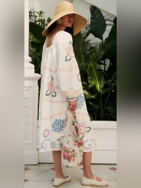 Sezane Keisha Dress x Andion Collab Fr 44 US 12 Runs Large 16 18 cotton linen